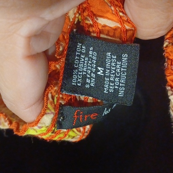 Fire Los Angeles Orange Ruffled Paisley Floral Sleeveless  Sundress Size Medium - Picture 6 of 7